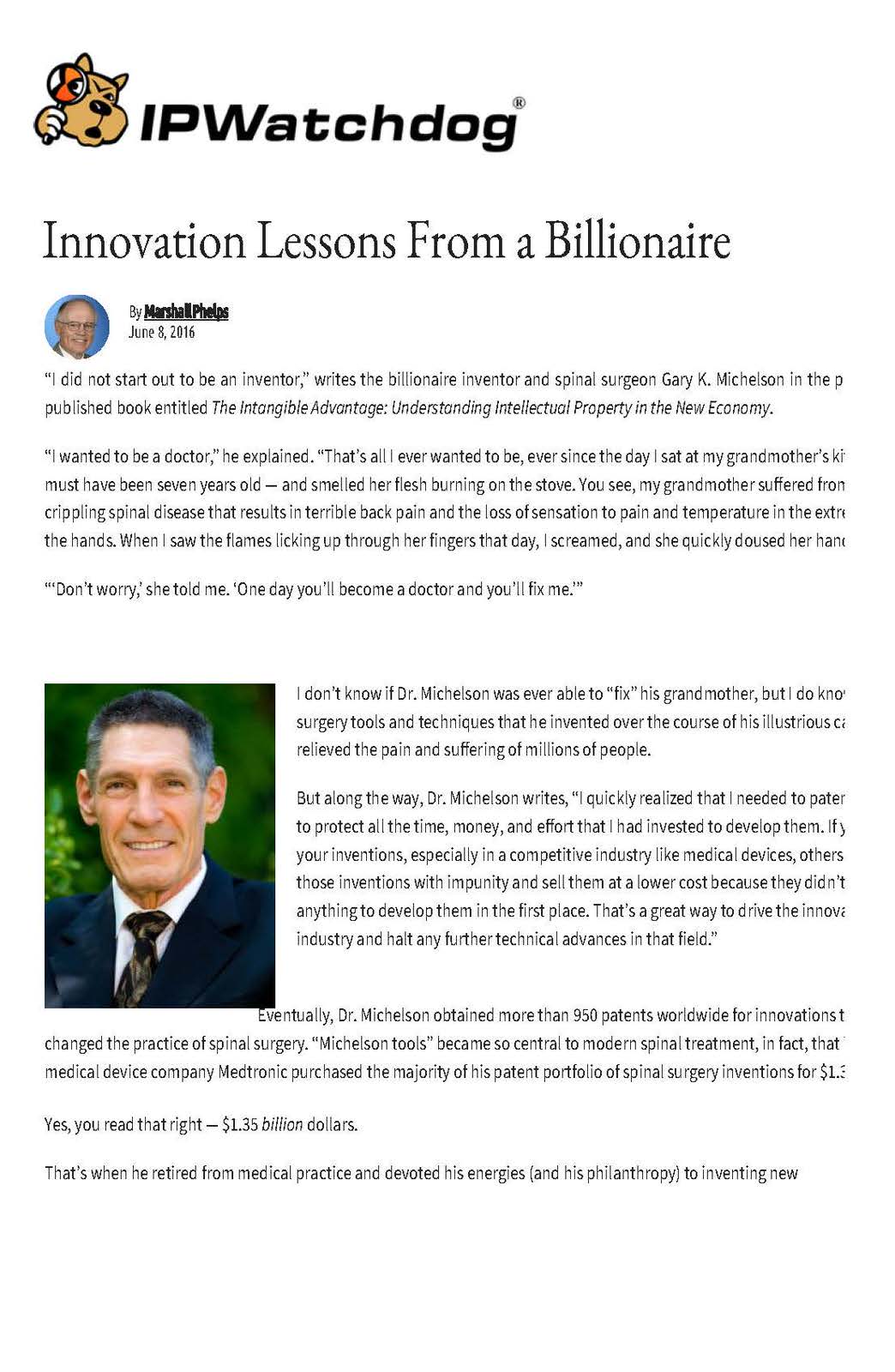 [Pg1] Innovation Lessons From a Billionaire | IP Watchdog