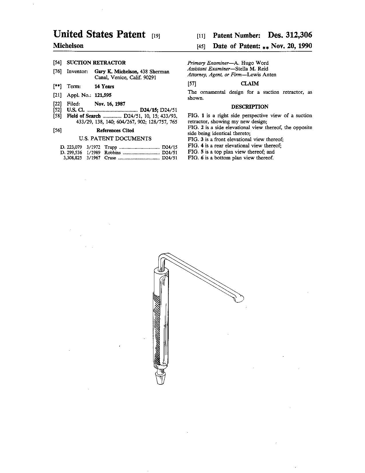Suction retractor - Patent D312,306