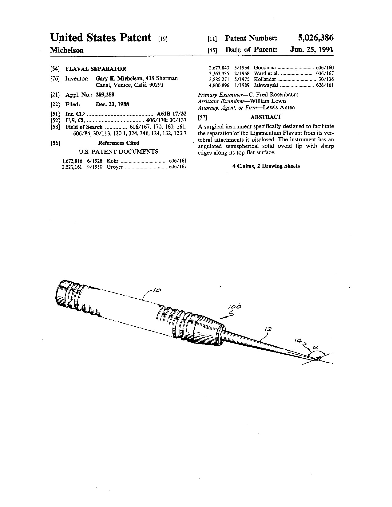 Flaval separator - Patent 5,026,386