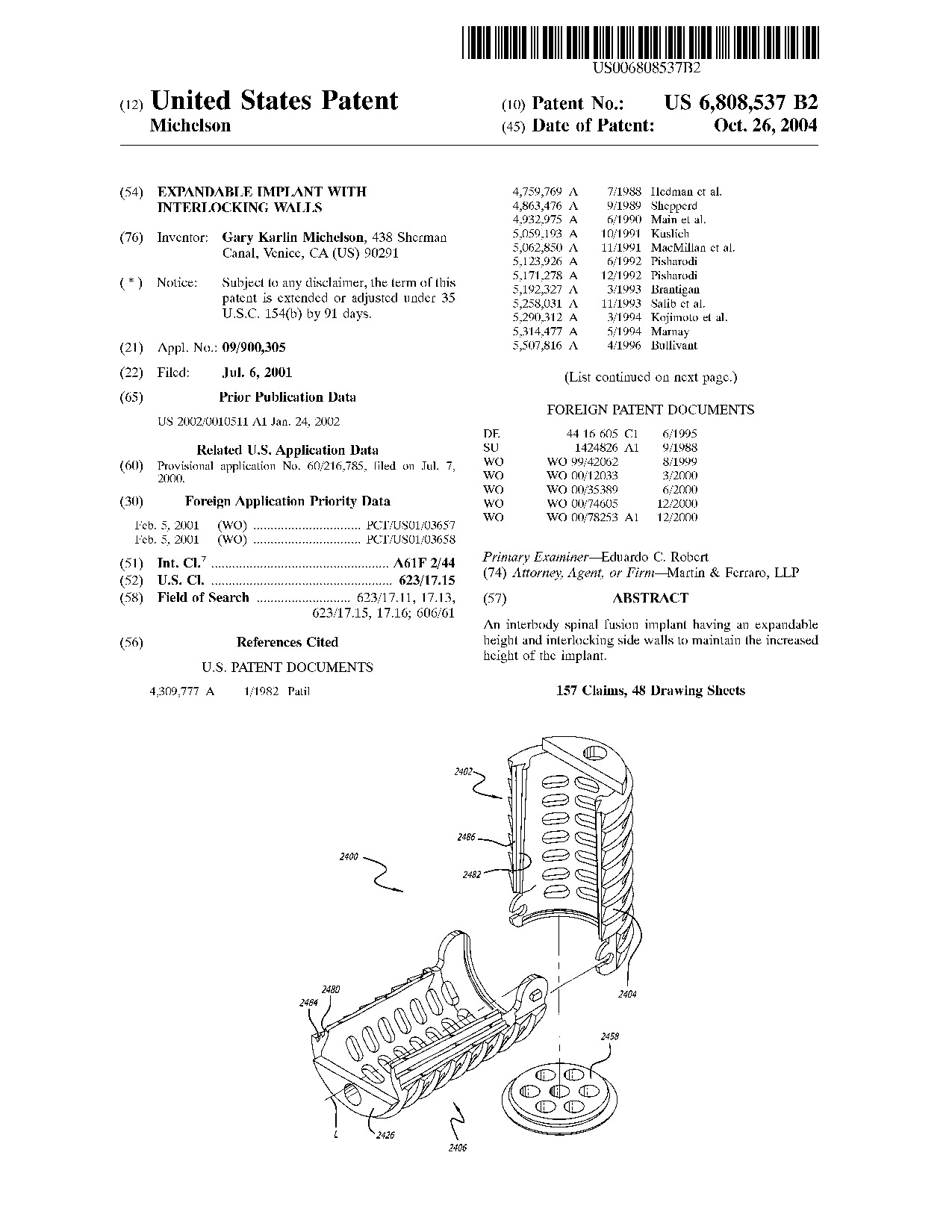 Expandable implant with interlocking walls - Patent 6,808,537
