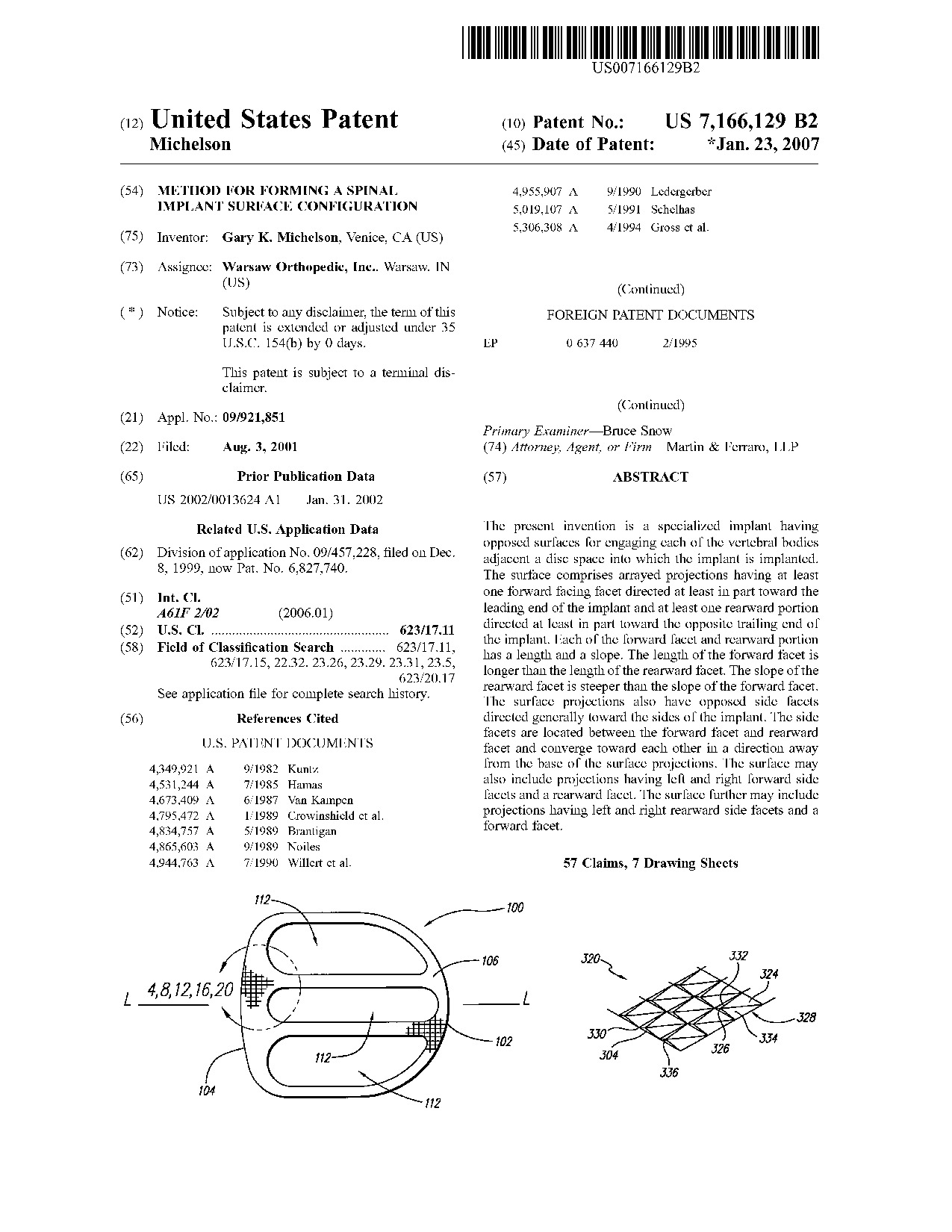 Method for forming a spinal implant surface configuration - Patent 7,166,129