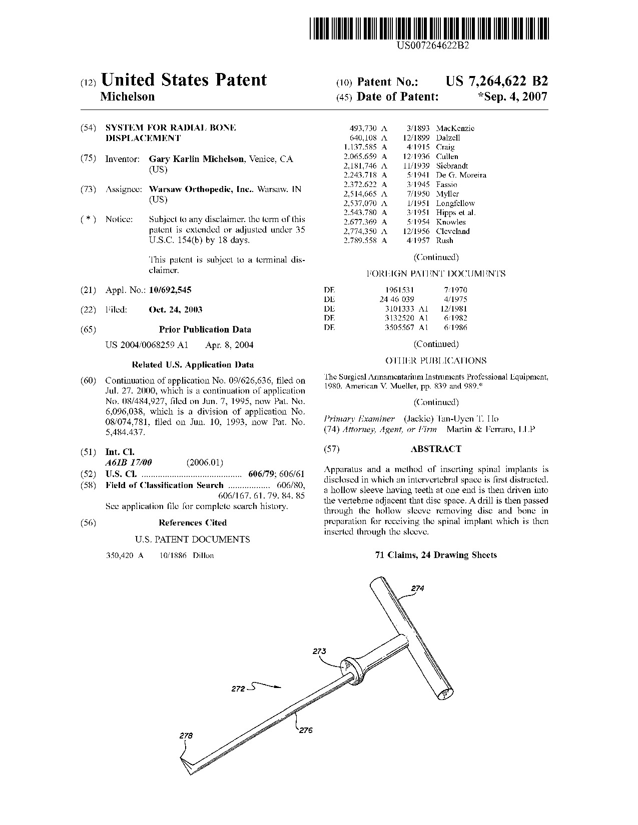 System for radial bone displacement - Patent 7,264,622