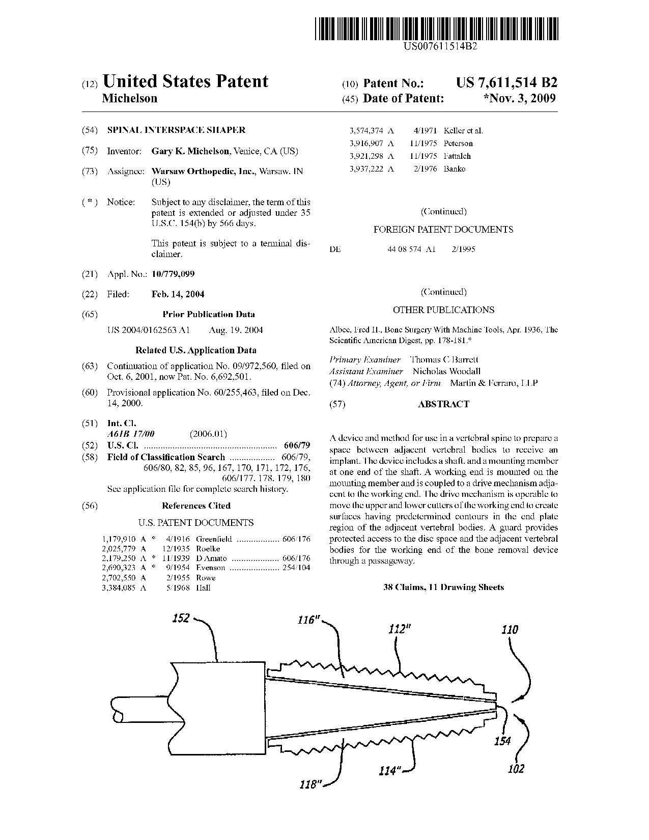 Spinal interspace shaper - Patent 7,611,514