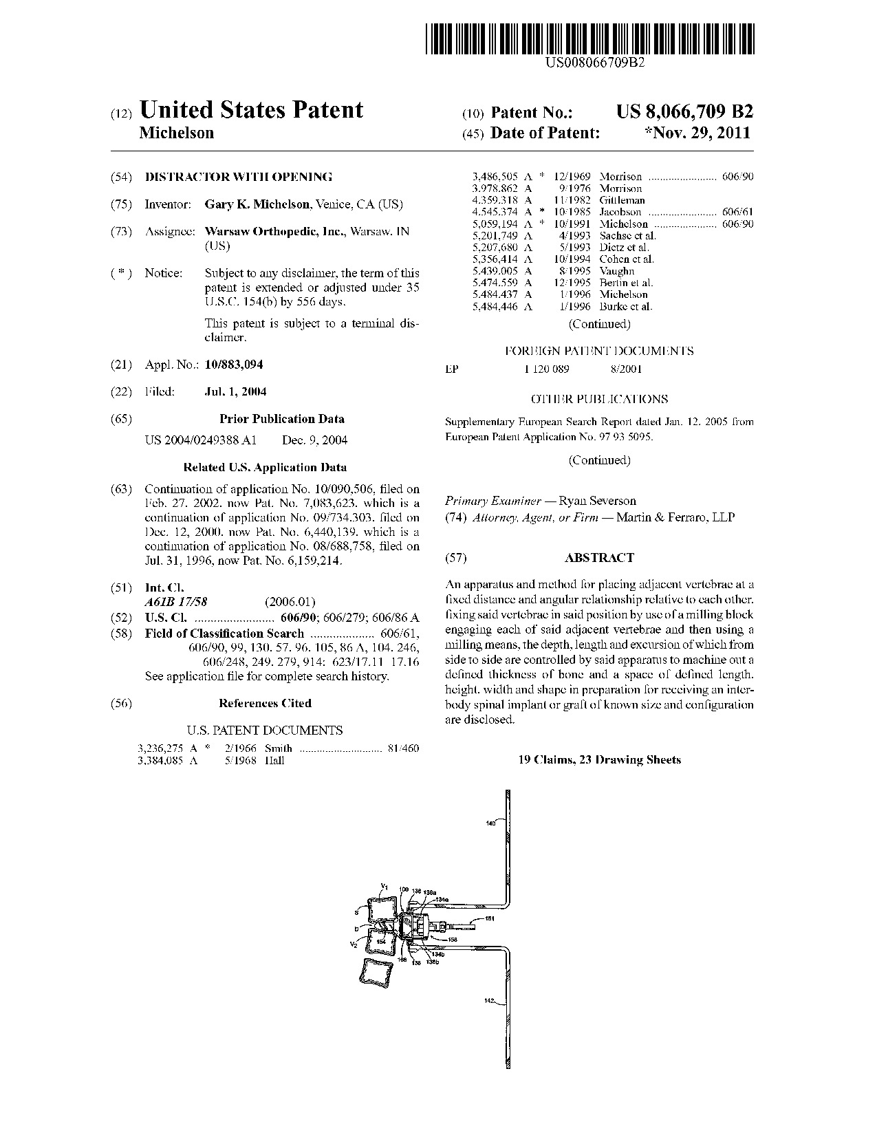 Distractor with opening - Patent 8,066,709