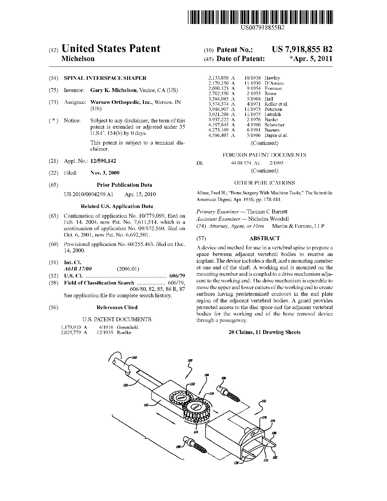 Spinal interspace shaper - Patent 7,918,855